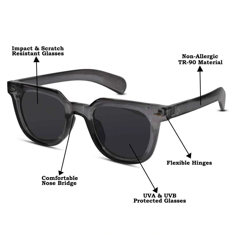 Crystal Grey Sunglasses for Men & Women LKS6508-GRY