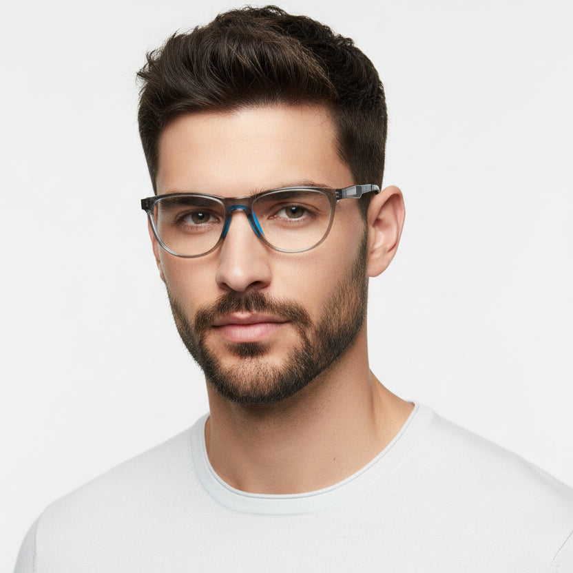 Crystal Grey With Anti Grip Blue Sports Eyeglasses ELE9907-GRY