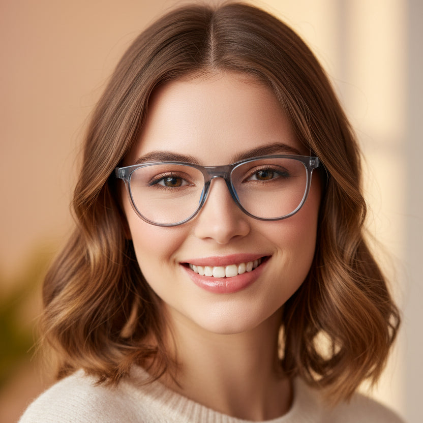 Crystal Grey With Anti Grip Blue Sports Eyeglasses ELE9907-GRY