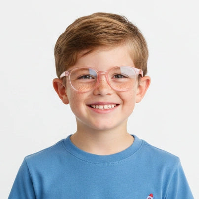 Crystal Pink Rectangular Full Rim Anti Grip Eyeglasses For 5-8 yrs LKEK3121-PNK
