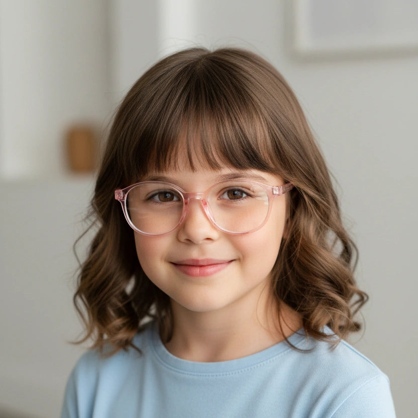 Crystal Pink Rectangular Full Rim Anti Grip Eyeglasses For 5-8 yrs LKEK3121-PNK
