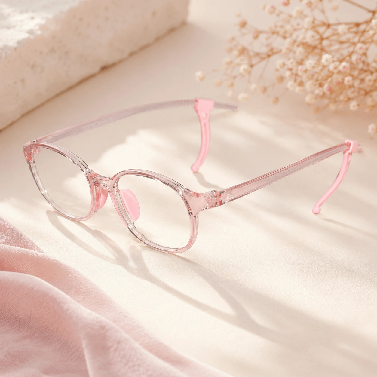 Crystal Pink Rectangular Full Rim Anti Grip Eyeglasses For 5-8 yrs LKEK3121-PNK