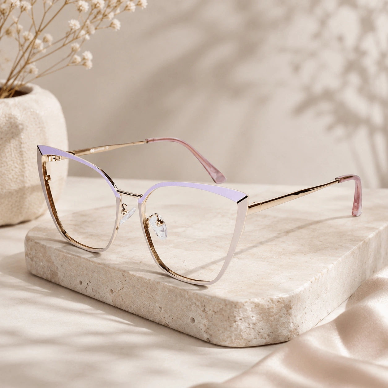 Crystal Purpl Cat eye Eyeglasses For Women LKE9702-PURPL