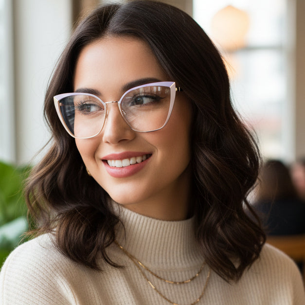 Crystal Purpl Cat eye Eyeglasses For Women LKE9702-PURPL