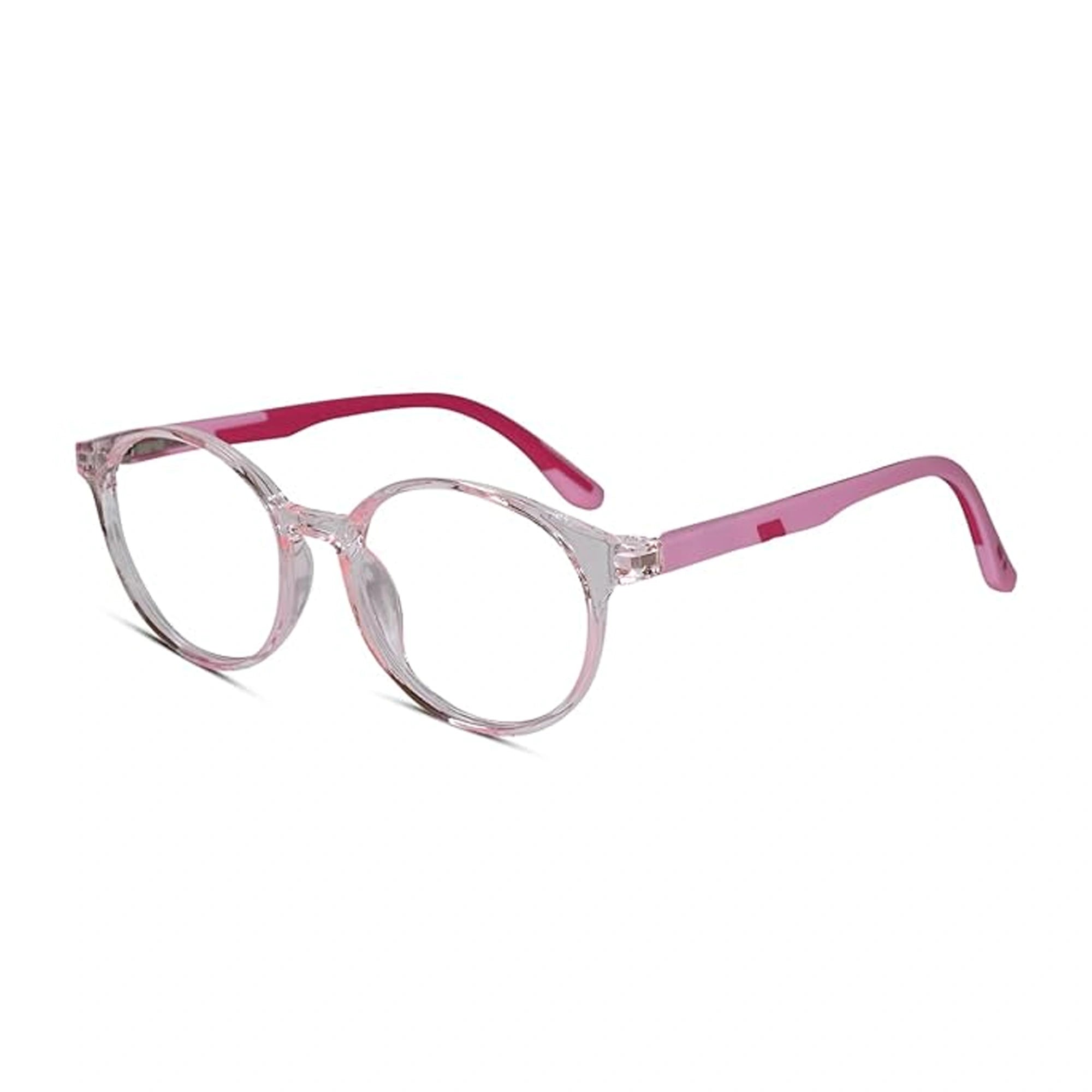 Crystal Transparent Round Eyeglasses For  5-10 Yrs Kids LKE2303-PNK