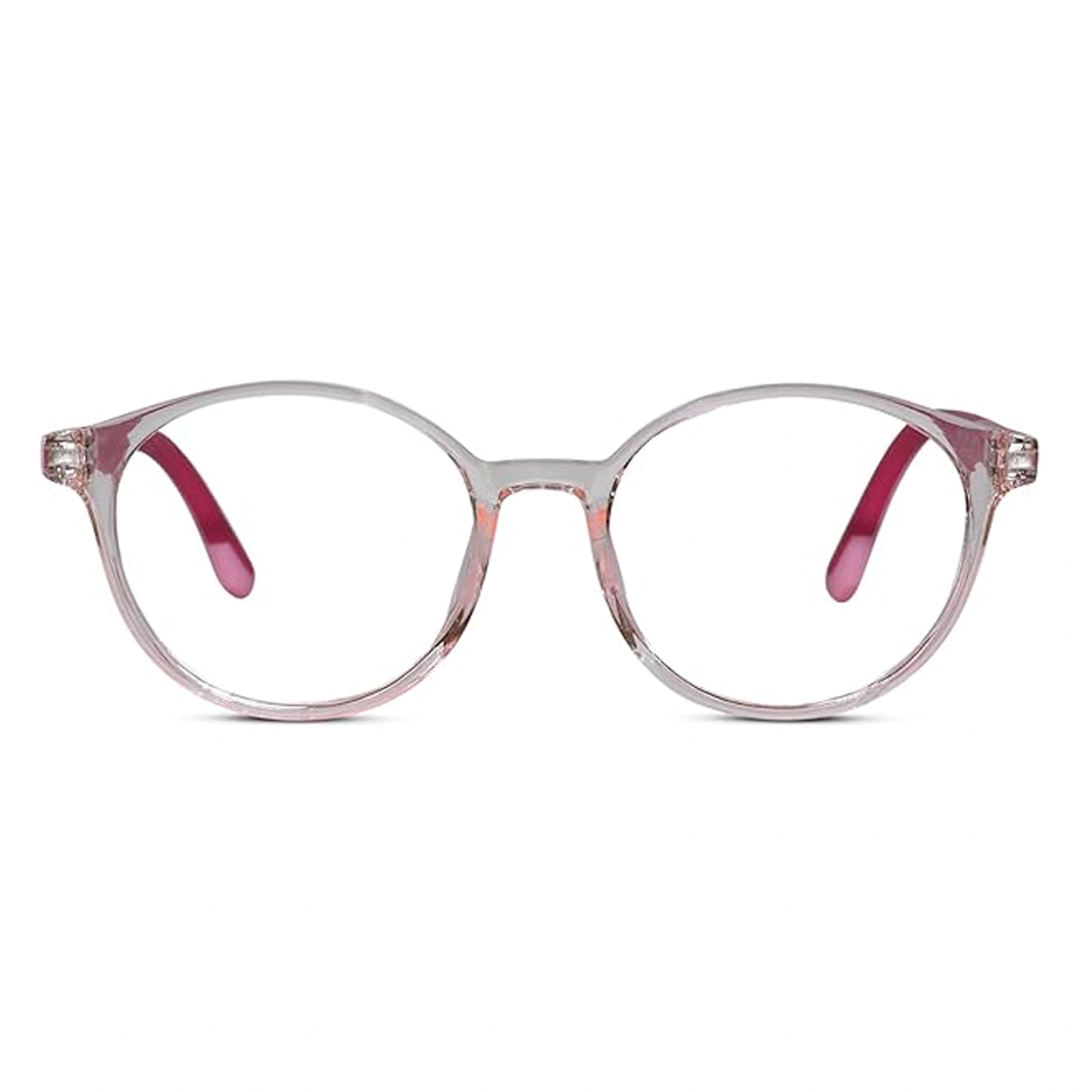Crystal Transparent Round Eyeglasses For  5-10 Yrs Kids LKE2303-PNK