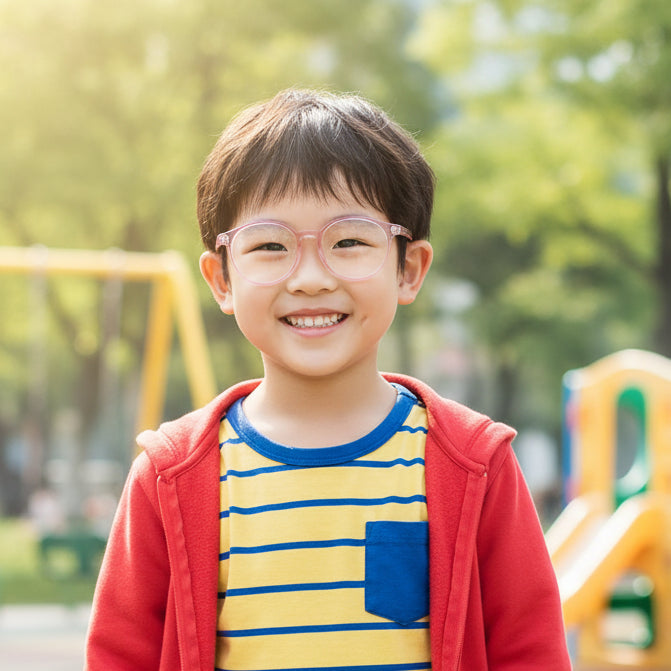 Crystal Transparent Round Eyeglasses For  5-10 Yrs Kids LKE2303-PNK