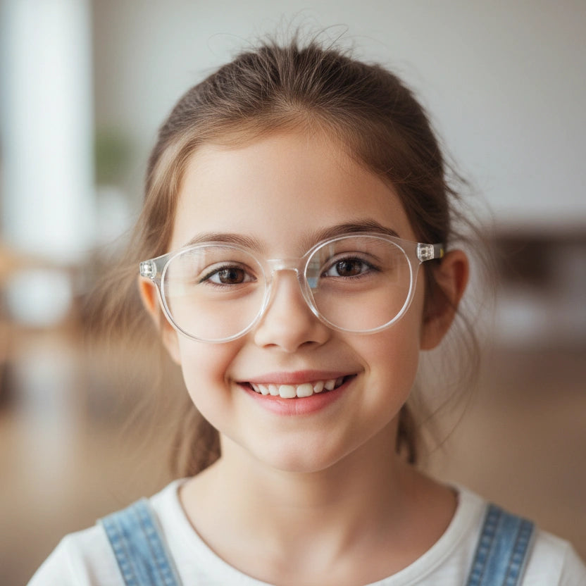 Crystal Transparent Round Eyeglasses For  5-10 Yrs Kids LKE2303-TRANS