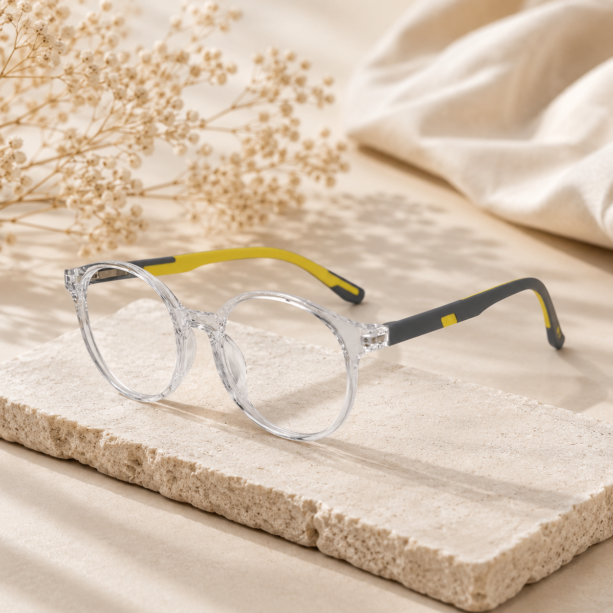 Crystal Transparent Round Eyeglasses For  5-10 Yrs Kids LKE2303-TRANS