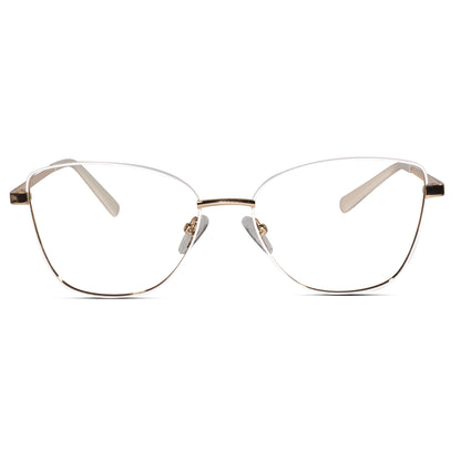 White-Gold Cat-Eye Rimless Eyeglasses For Women