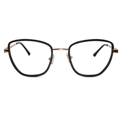 Designer Black Gold Cat-Eye Eyeglasses