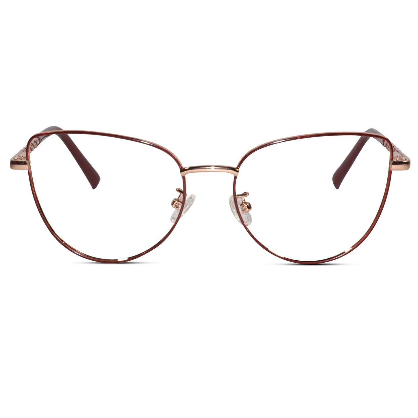 Designer Red Gold Cat-Eye Rimless Glasses