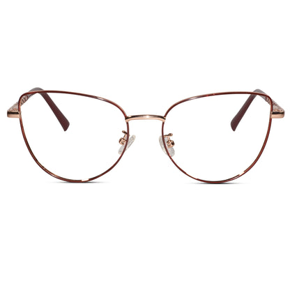 Designer Red Gold Cat-Eye Rimless Glasses