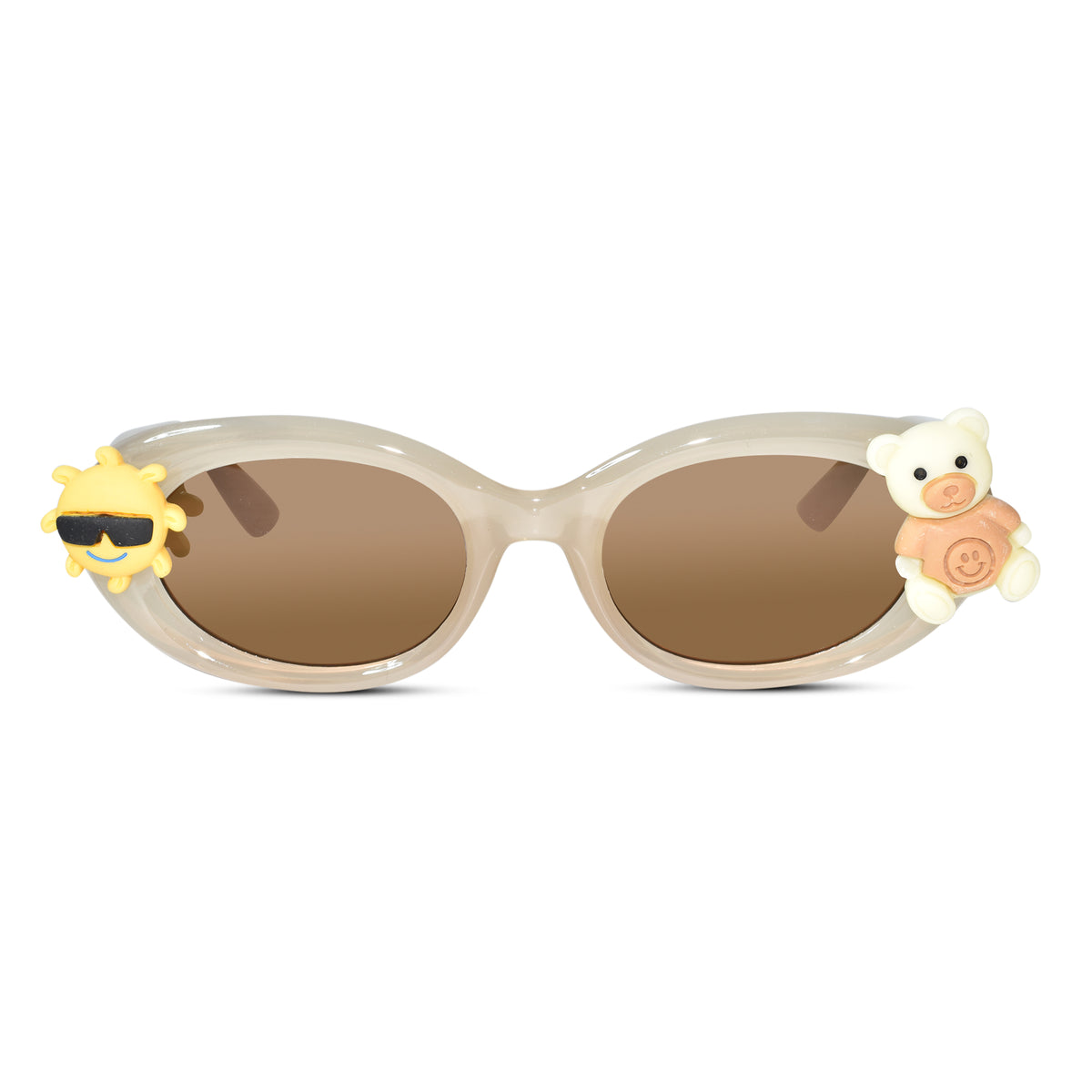 LensKandy Girls Brown Oval Sunglasses with UV Protection LKK2606-BRN