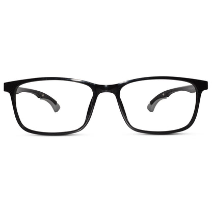 Rectangular black Ear Lock Anti Slip Eyeglasses and computer glasses for men & Women