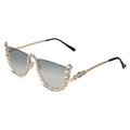 ELINE Vintage Round Rhinestone Sunglasses for Women ELS3034- GOLD