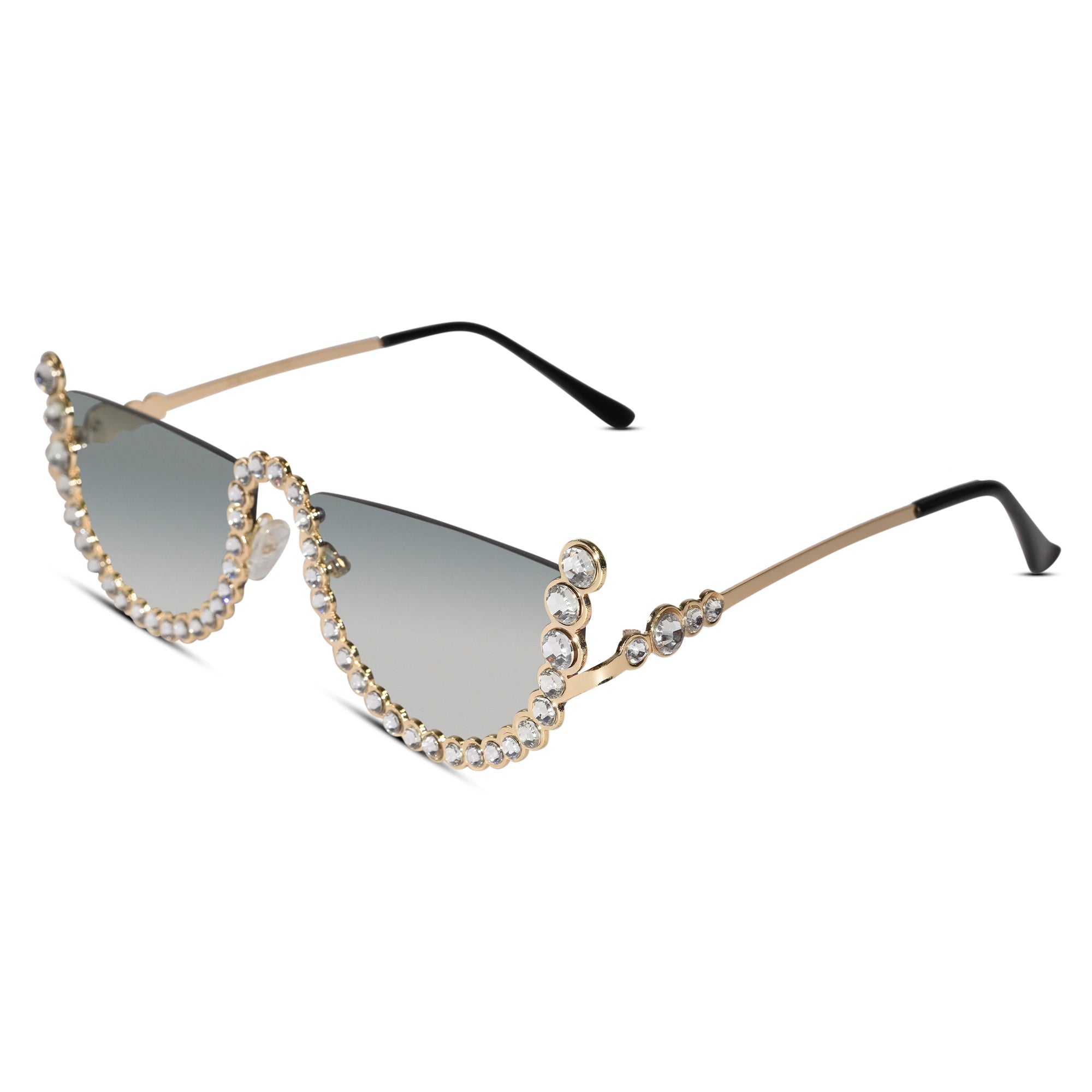 ELINE Vintage Round Rhinestone Sunglasses for Women ELS3034- GOLD