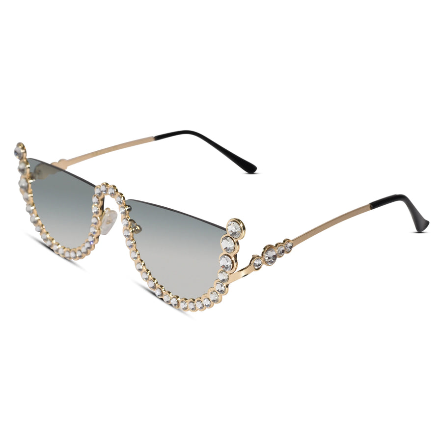 ELINE Vintage Round Rhinestone Sunglasses for Women