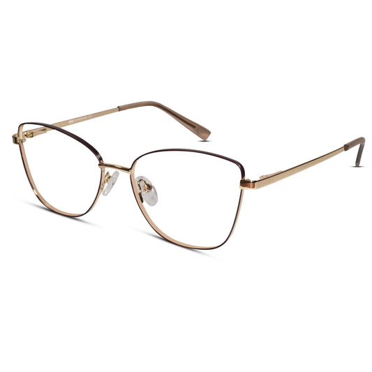 Gold-Brown Rimless Cat-Eye Eyeglasses