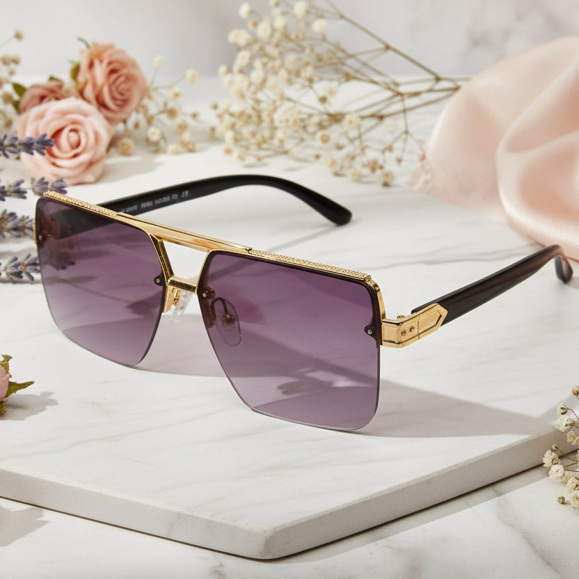 Designer Marshall Rectangular Blu Rimless Sunglasses For men LKS2311-BLK