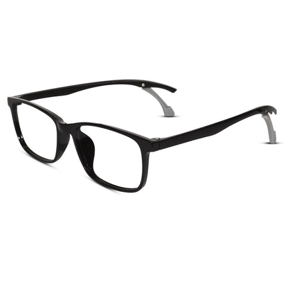 Rectangular black Ear Lock Anti Slip Eyeglasses and computer glasses for men & Women