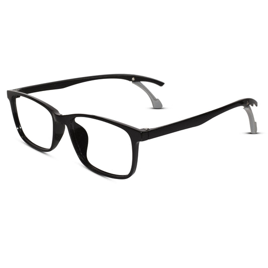 Rectangular black Ear Lock Anti Slip Eyeglasses and computer glasses for men & Women
