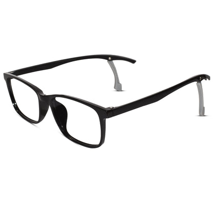 Rectangular black Ear Lock Anti Slip Eyeglasses and computer glasses for men & Women