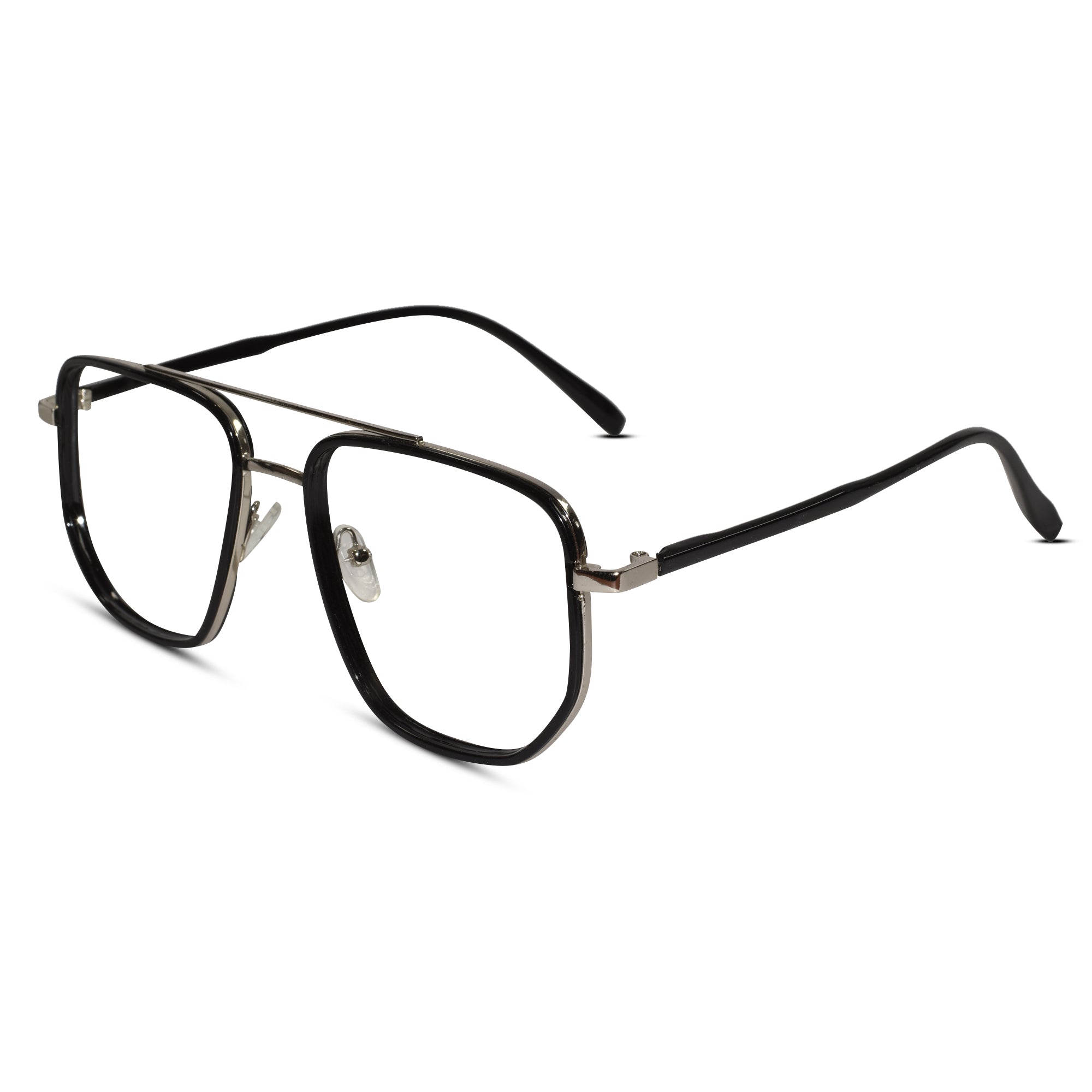 Find Stylish Black Aviator Unisex Eyeglasses. Comfortable Full Frame blue cut computer glasses for only Rs. 990.