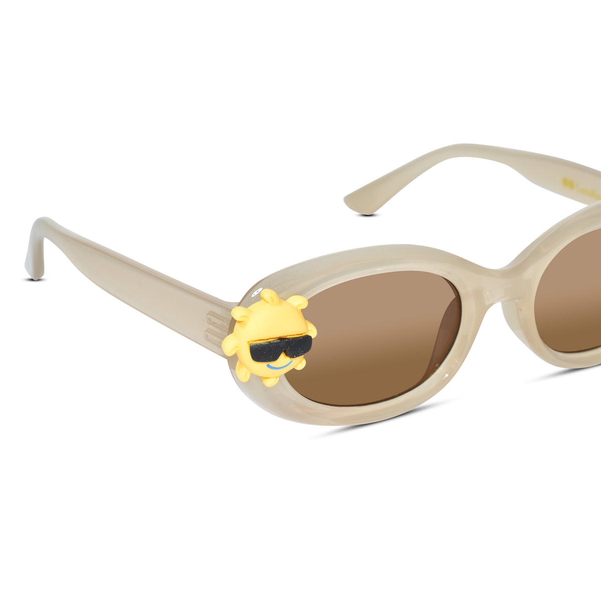 LensKandy Girls Brown Oval Sunglasses with UV Protection LKK2606-BRN
