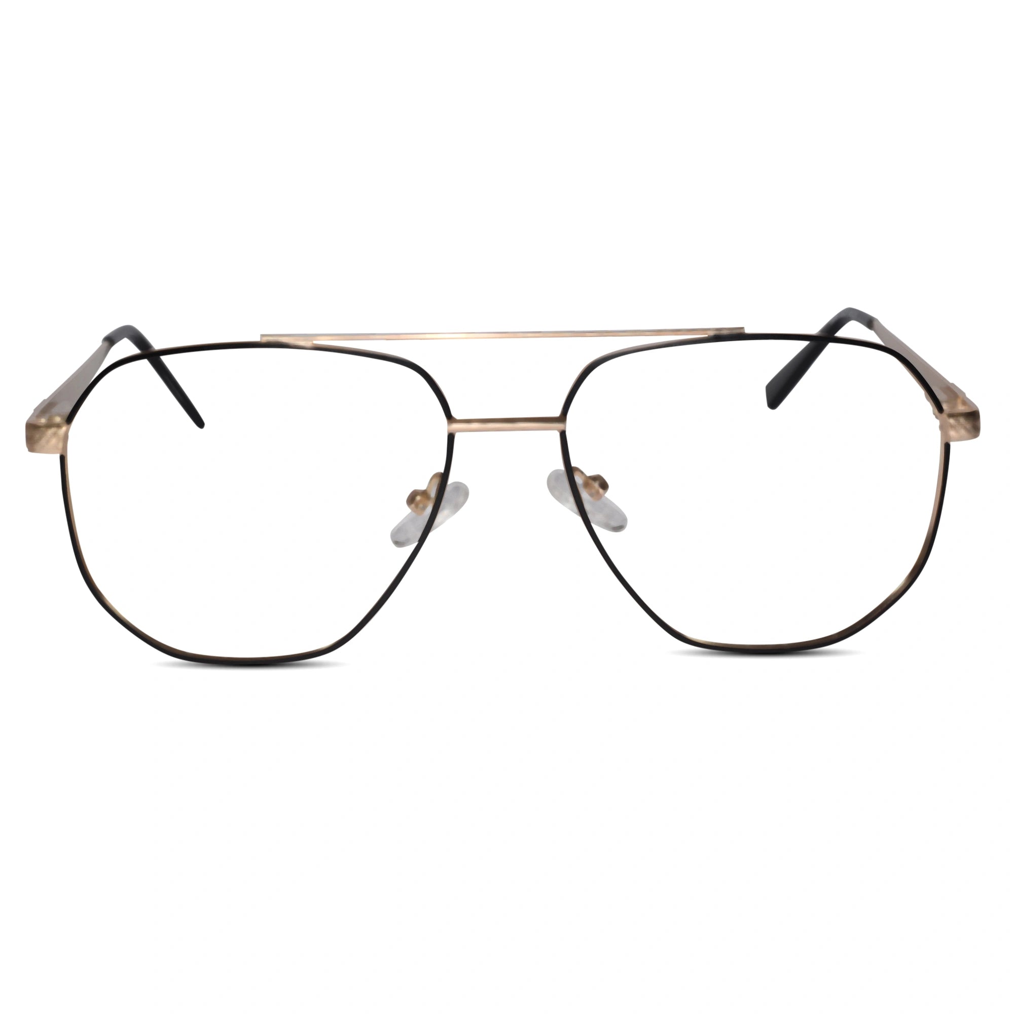 Gold Aviator Eyeglasses & Computer Glasses For Men ELE9006-BLK-GOLD