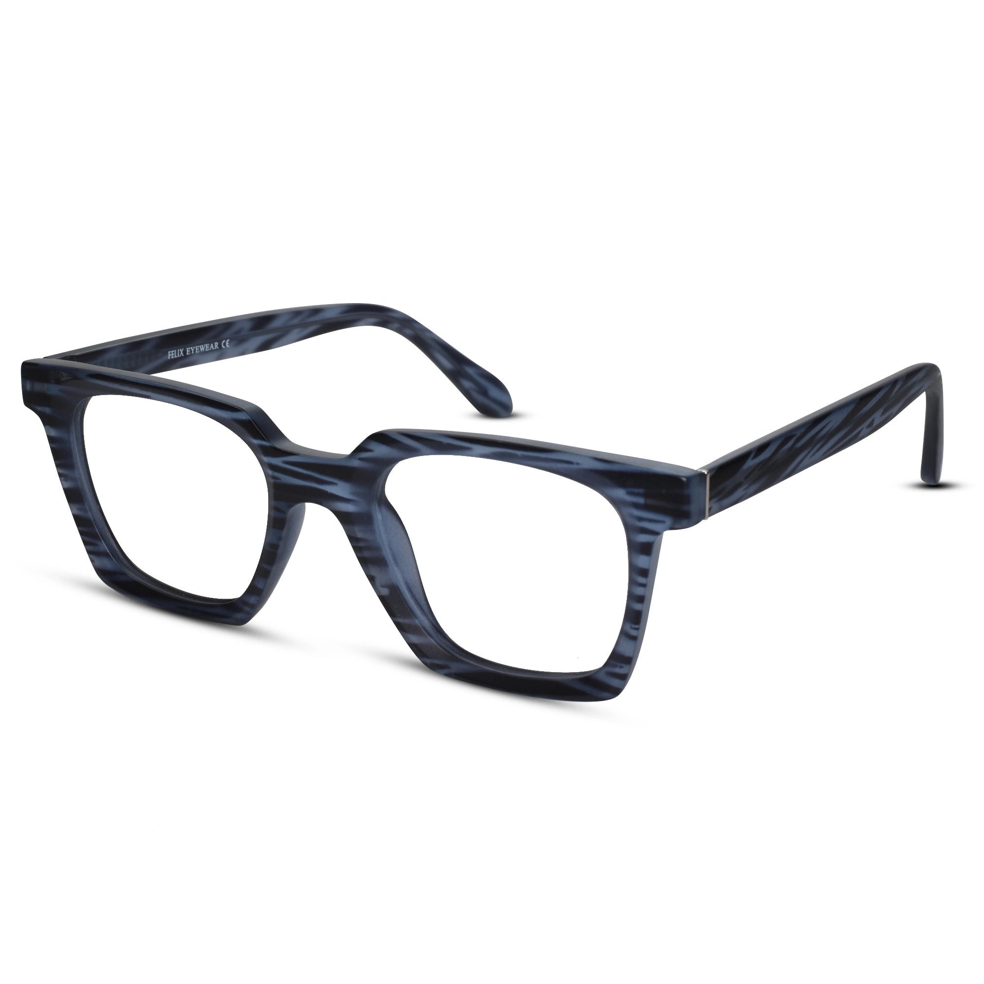 Matt Blue Clip On Wayfarer  Eyeglasses