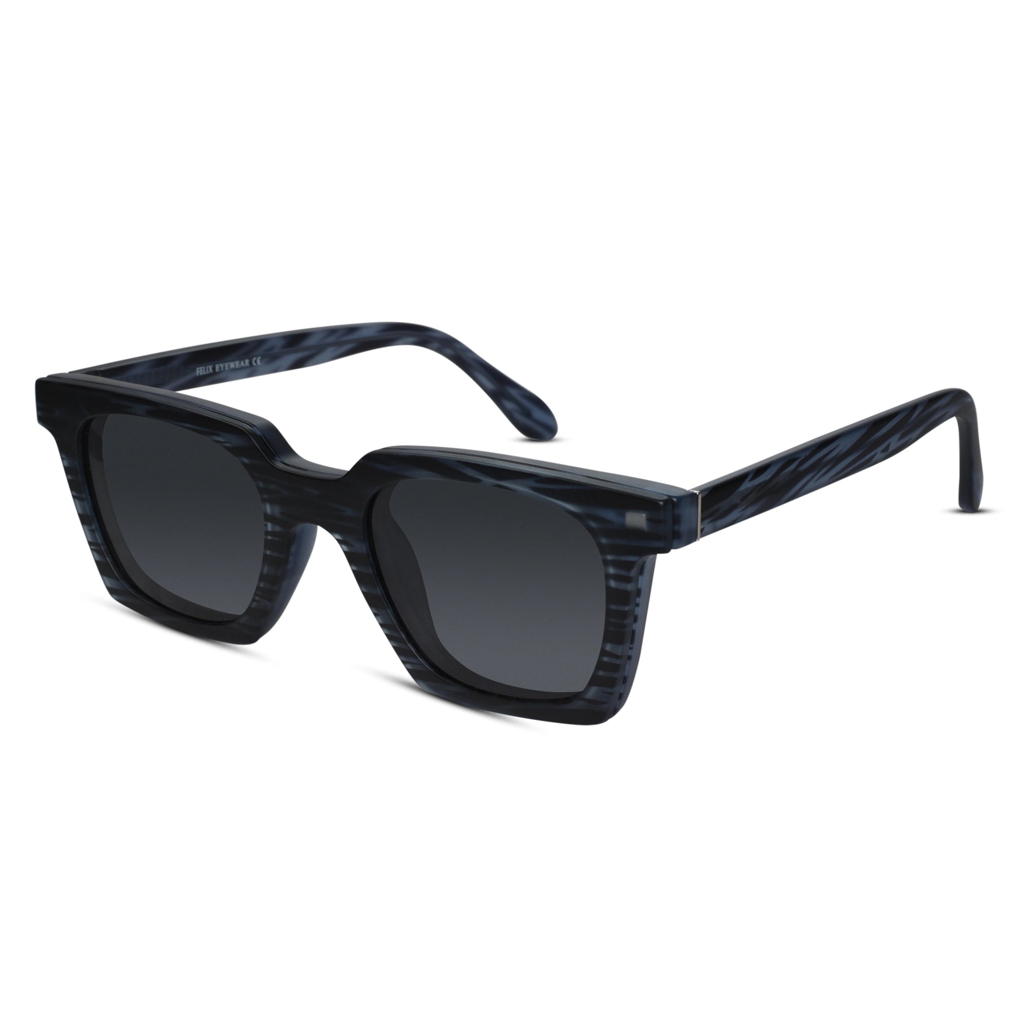 Matt Blue Clip On Wayfarer  Eyeglasses