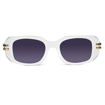White Bold Rectangular Sunglasses for women & men