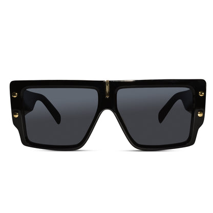Black Bold Rectangular Sunglasses for Women
