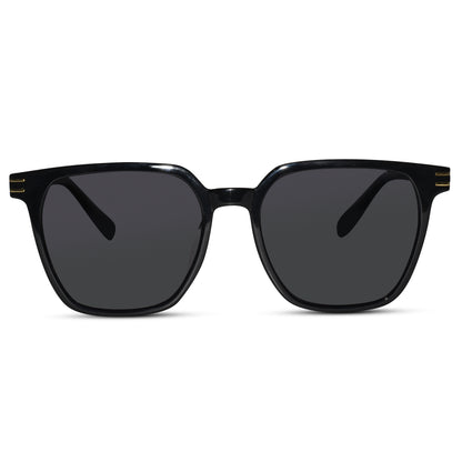 Glossy Black Square Sunglasses For Men