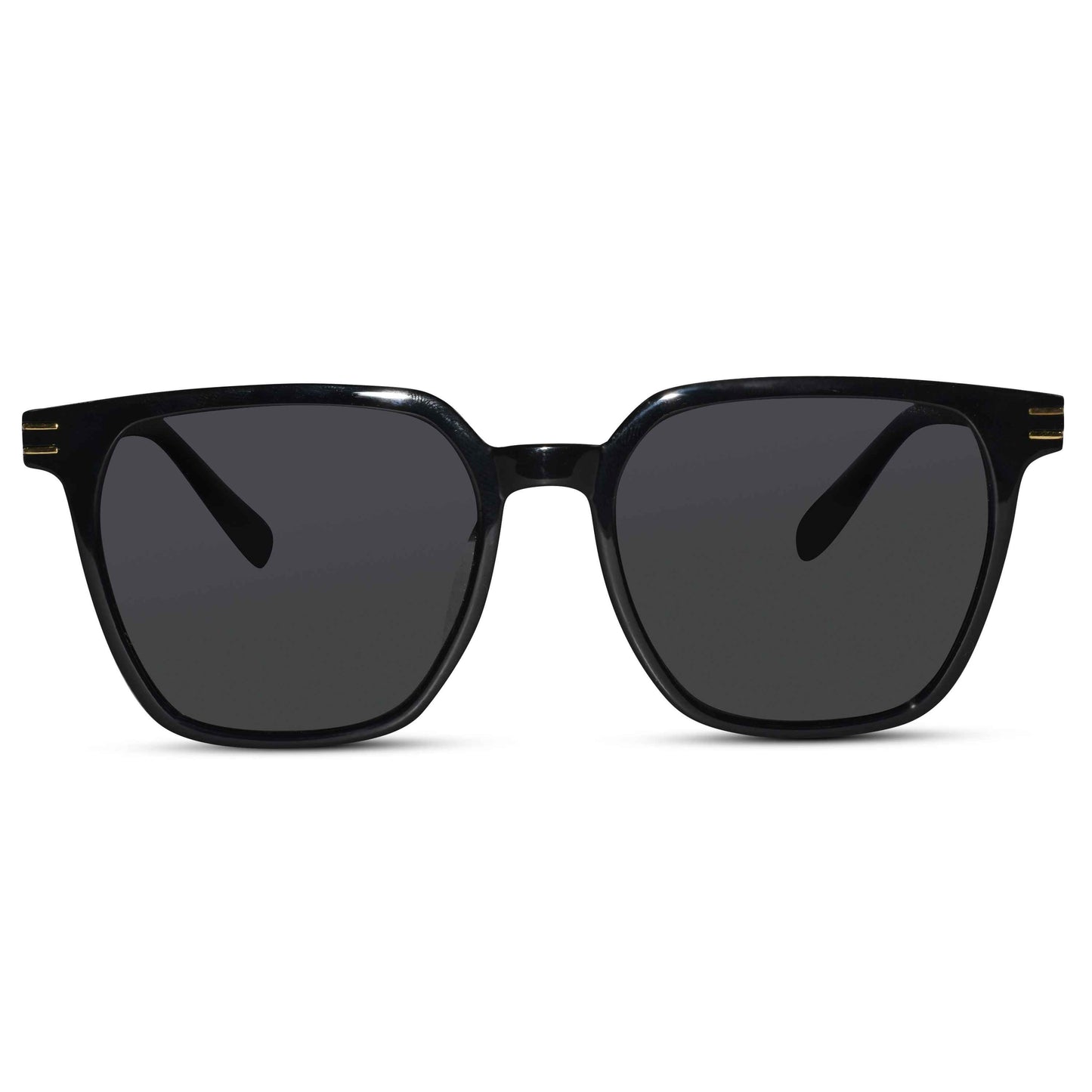 Glossy Black Square Sunglasses For Men