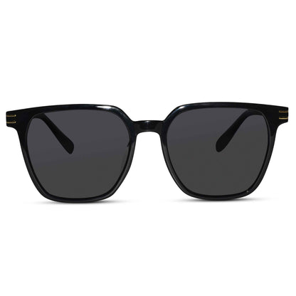 Glossy Black Square Sunglasses For Men