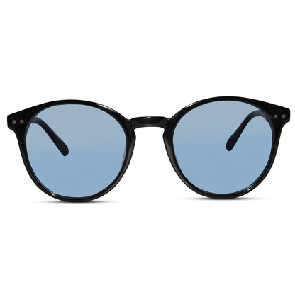 Glossy Black Blue Sunglasses For Women