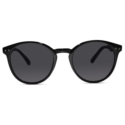 Glossy Black Round Sunglasses For  Women