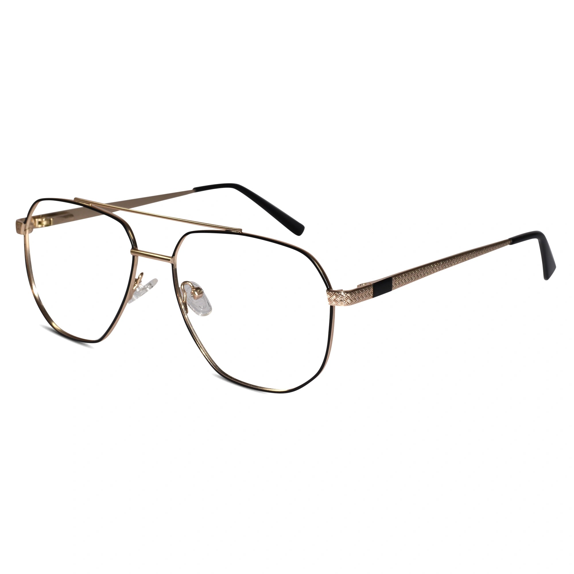 Gold Aviator Eyeglasses & Computer Glasses For Men ELE9006-BLK-GOLD