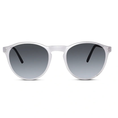 matt Blue Transparent Round Clip On Eyeglasses For Men & Women
