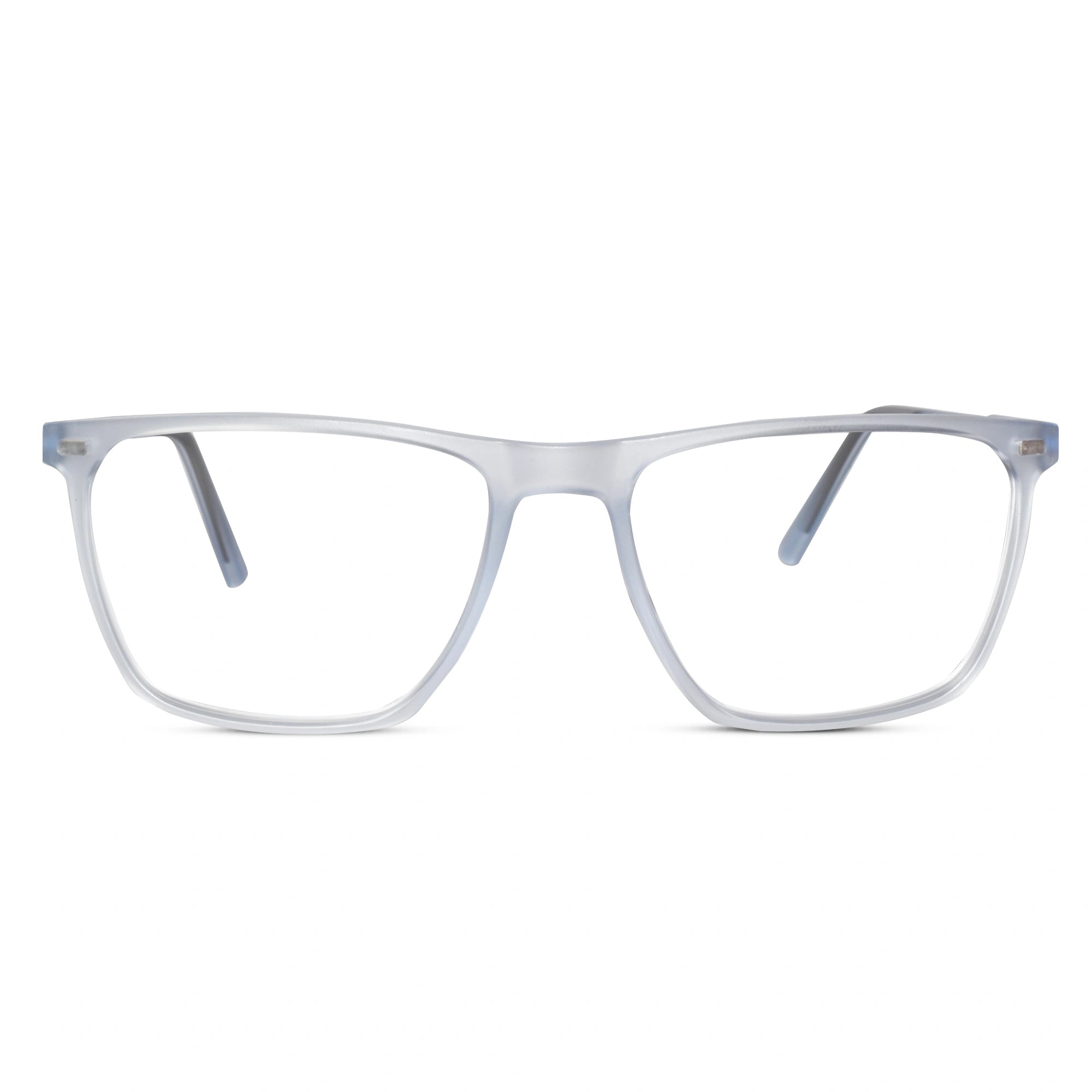 Matt Blue Transparent Rectangular Clip On Eyeglasses For Women & Men