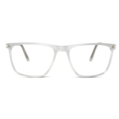 Matt Blue Transparent Rectangular Clip On Eyeglasses For Women & Men