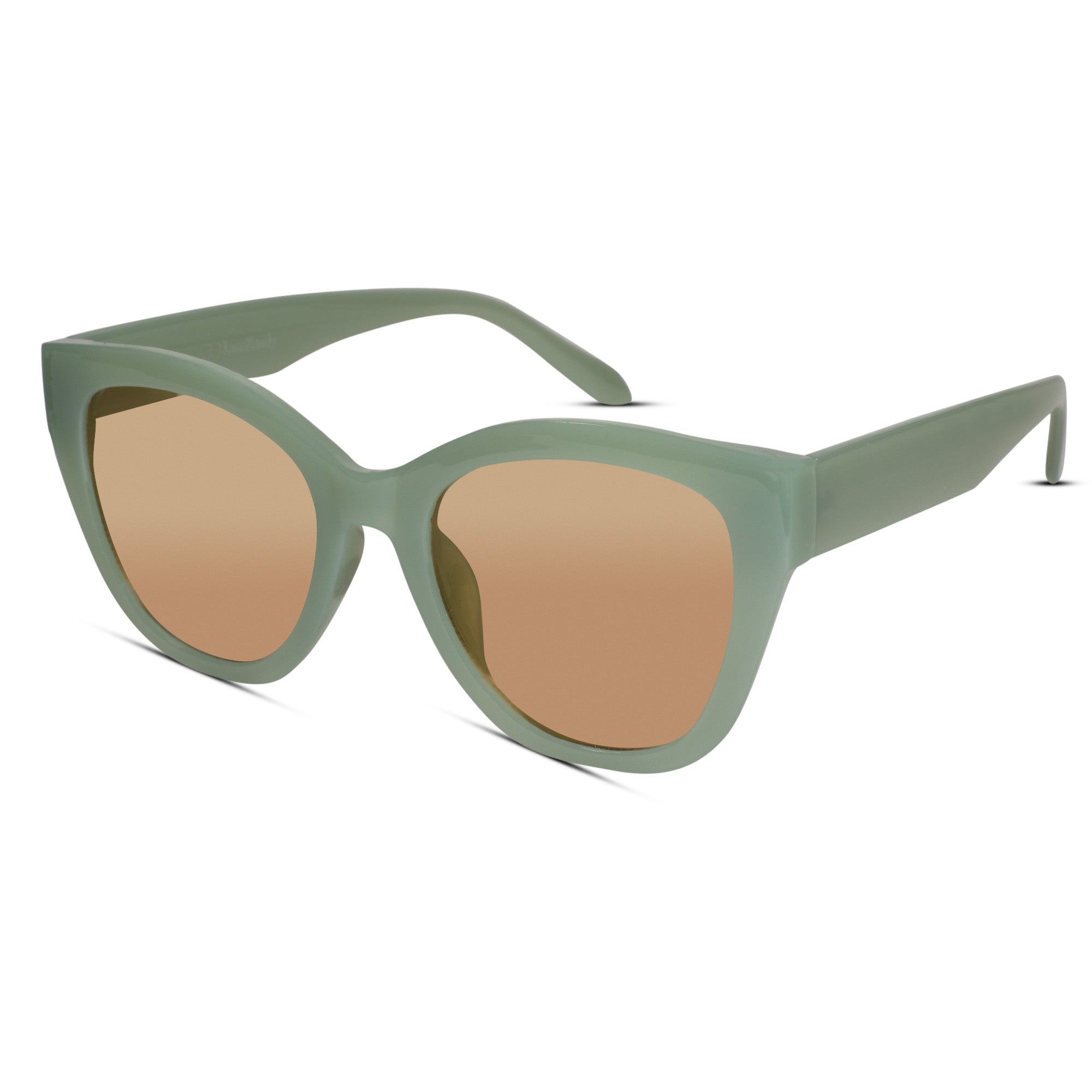 Green with Brown Lenses Cateye Sunglasses For Women LKSCG2414-GRN
