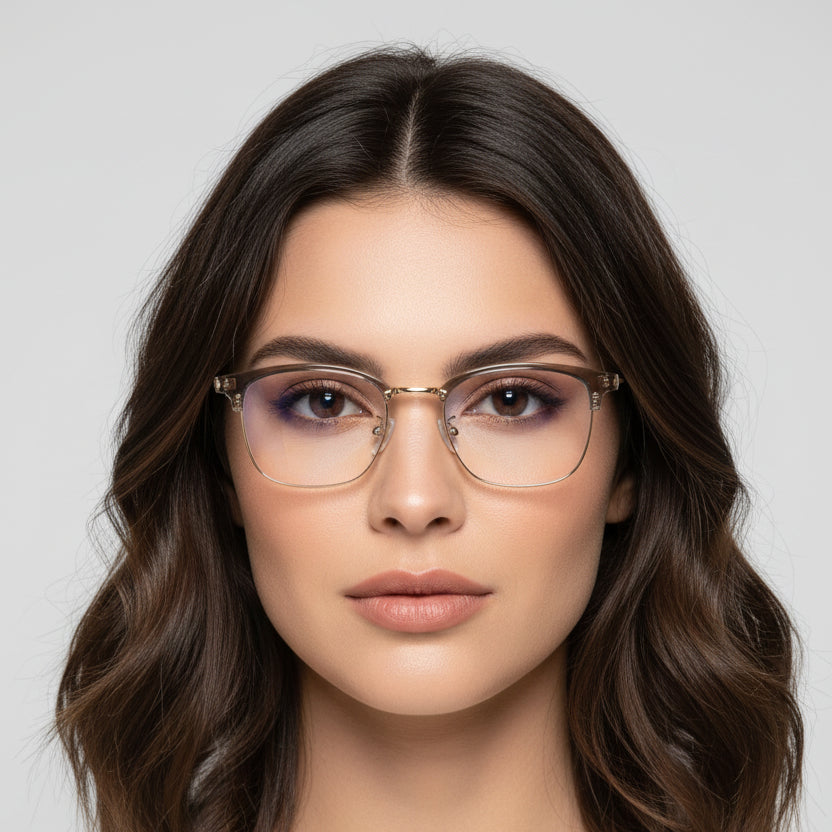 Titan Edge Brown Flexible Metal Eyeglasses for Men at Lenskandy LKE71006-Brwn