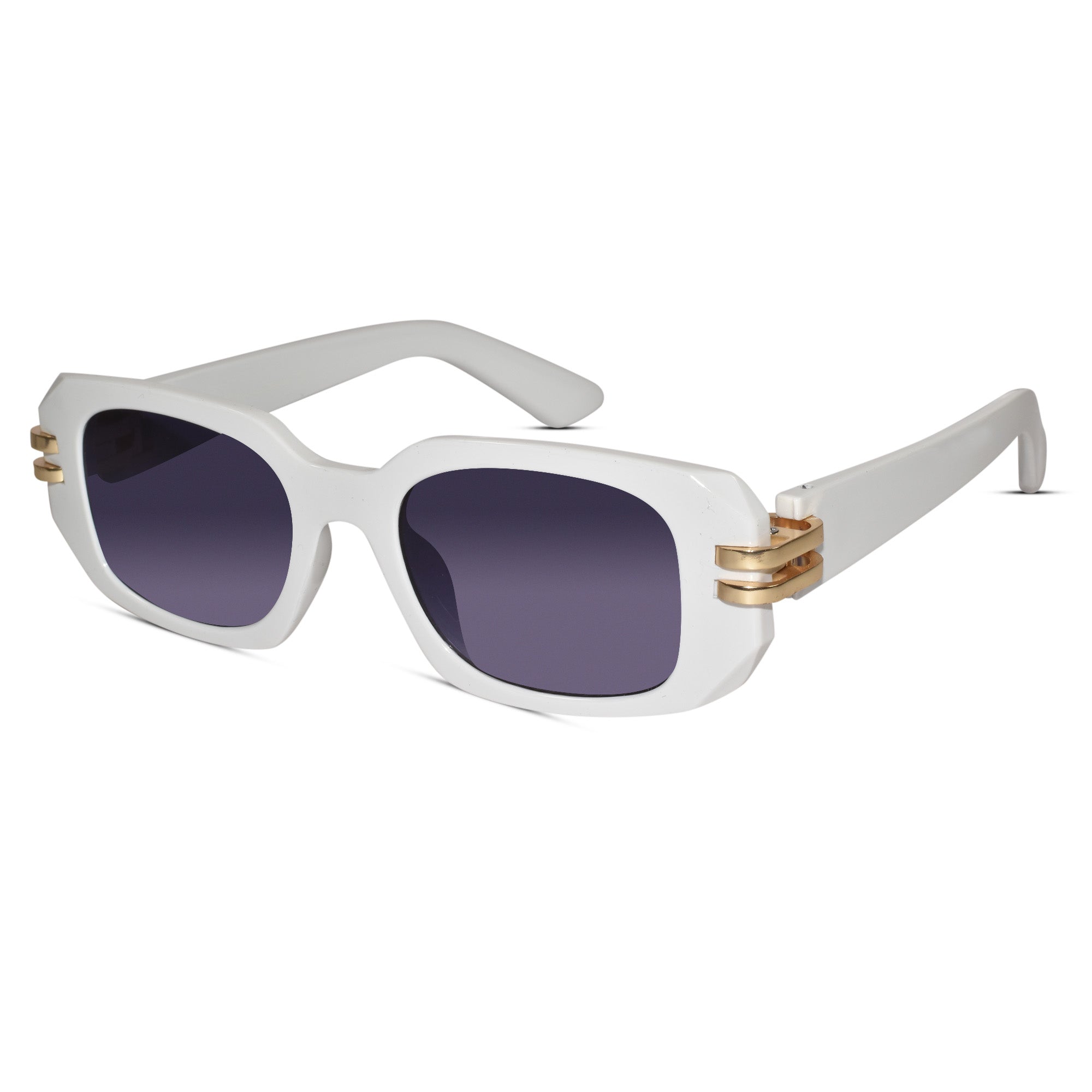 White Bold Rectangular Sunglasses for women & men