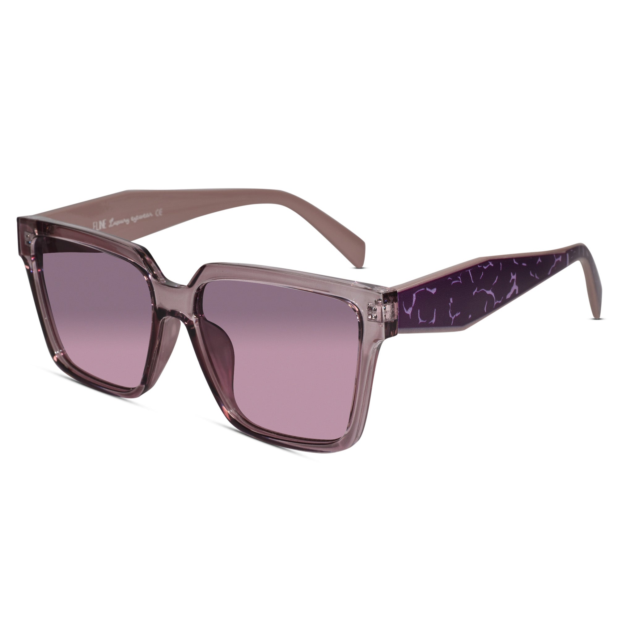 Crystal Purple Rectangular Sunglasses for Women