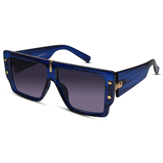 Blod Blue  Rectangular Sunglasses for Men