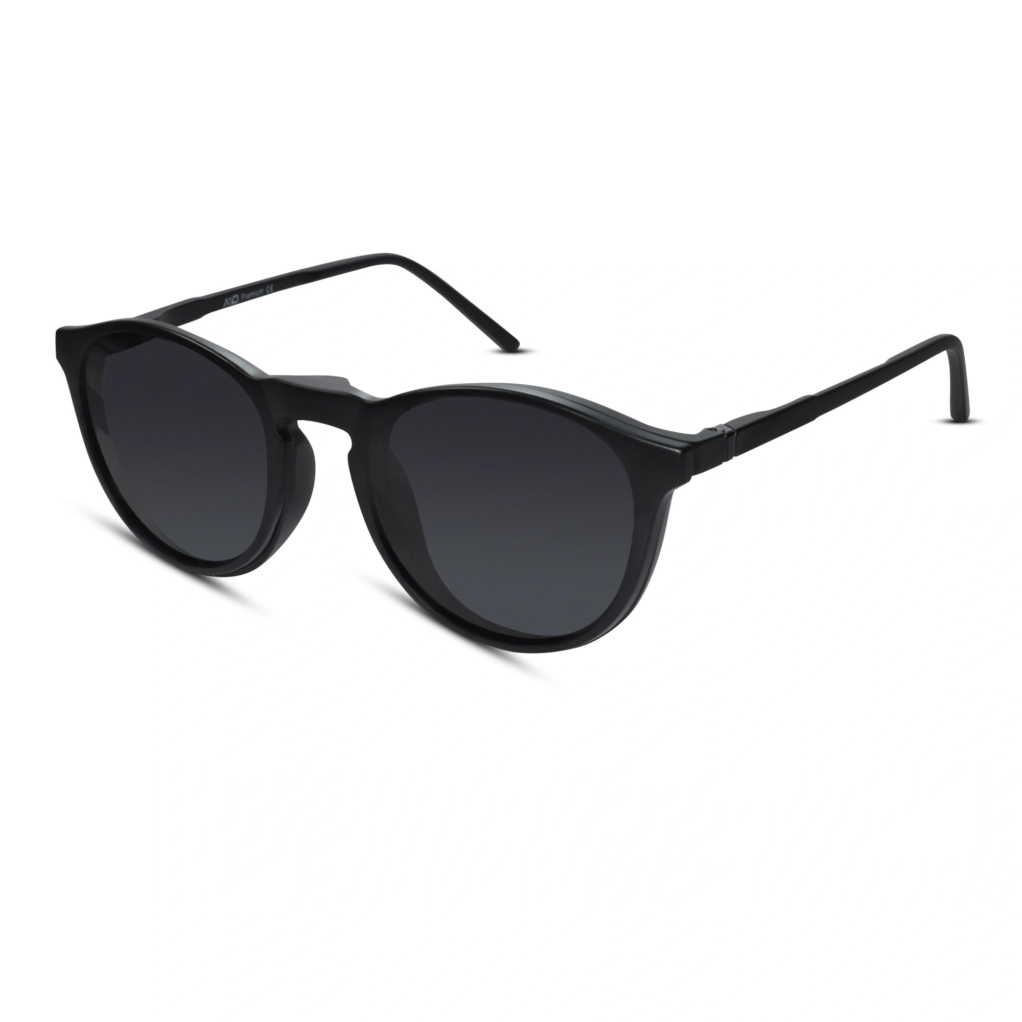 Matt Black Round Clip On Eyeglasses For Men & Women