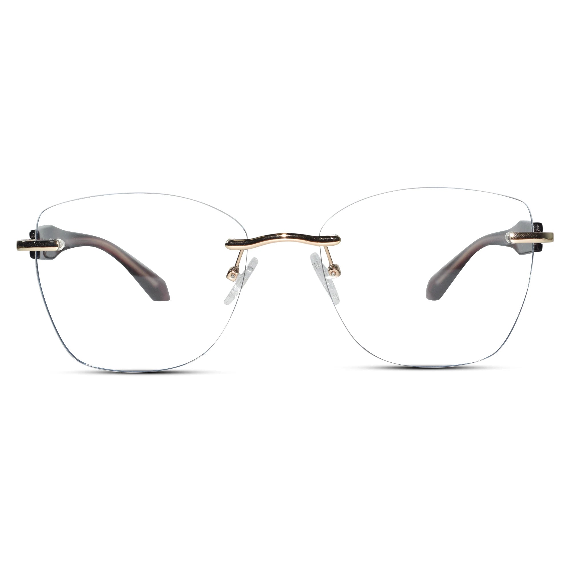 Aurelia Grace Crystal Red Rimless Cateye Glasses for Women LKE79016-Red